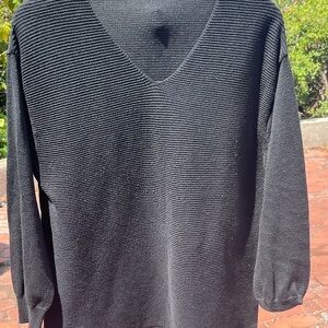 Ella Moss Textured Black V-Neck Sweater